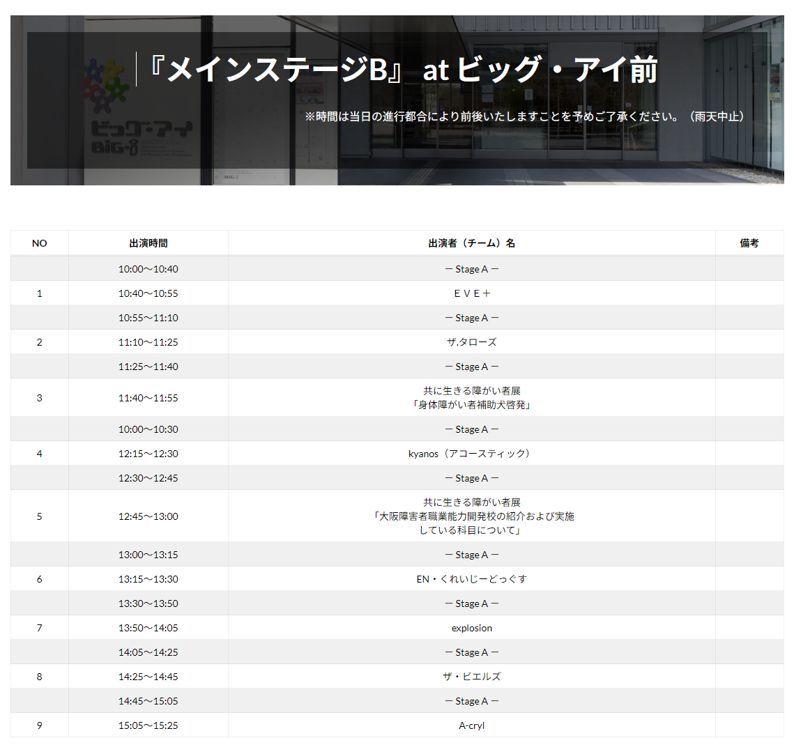 タイムテーブル